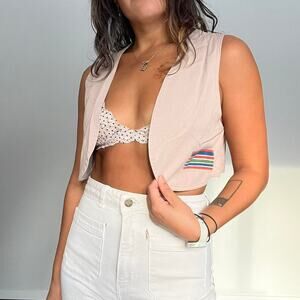 70s cropped camp vest light